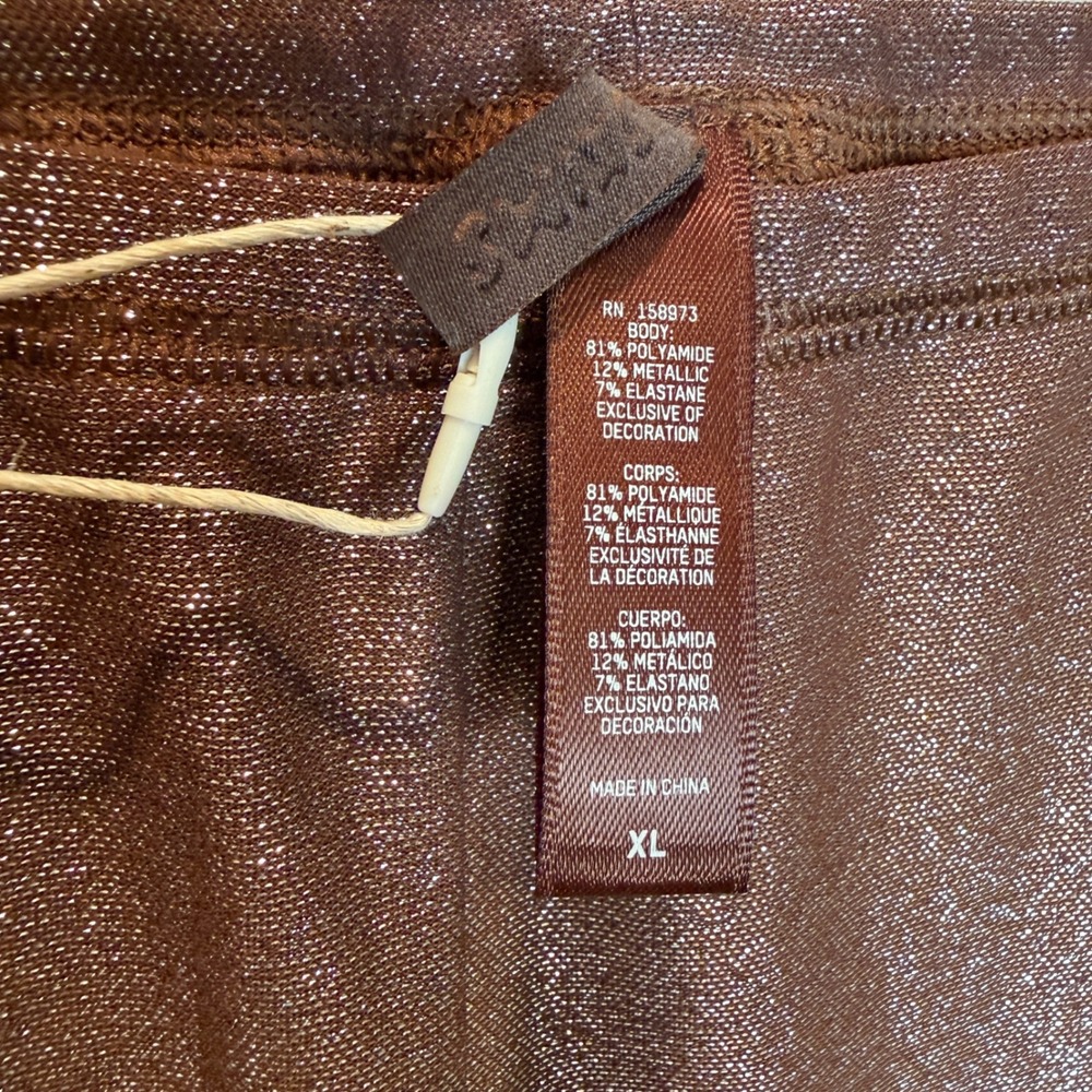 NWT SKIMS XL Cocoa Brown Sparkle Glitter Stretch Leggings High Rise Stretch - Picture 7 of 13